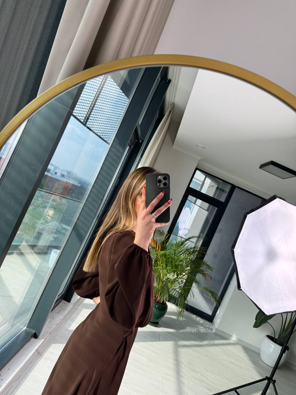 Kahverengi%20İpekli%20Krep%20Kumaş%20Lüks%20Kalite%20Elbise
