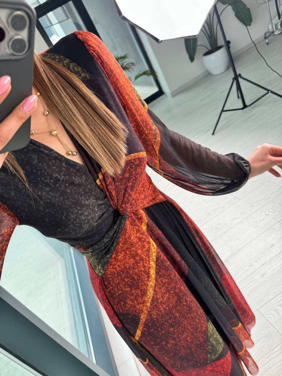 Tasarım%20Astarlı%20Bel%20Düğüm%20Detaylı%20Tül%20Elbise