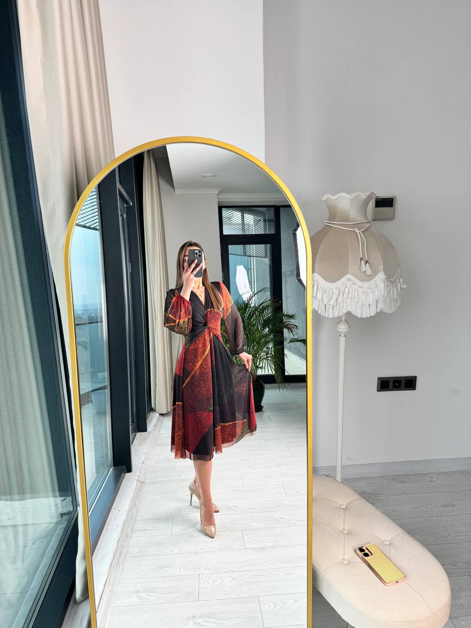 Tasarım%20Astarlı%20Bel%20Düğüm%20Detaylı%20Tül%20Elbise