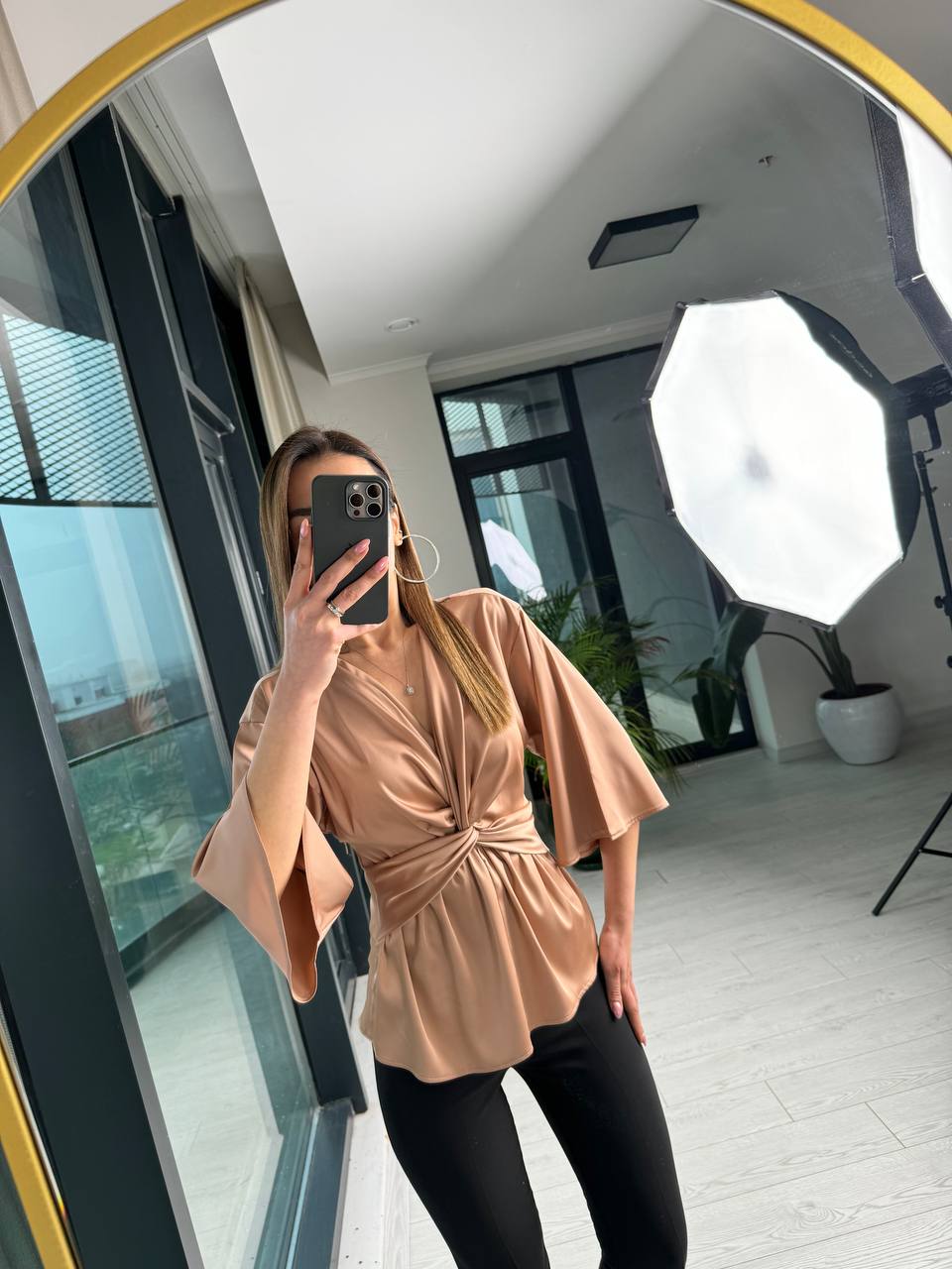 Vizon%20ipek%20Saten%20Bel%20Düğüm%20Bluz