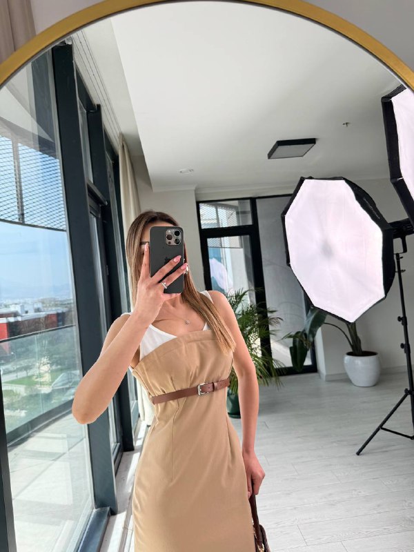 Camel%20Tok%20Gabardin%20Kumaş%20Kemerli%20Lüks%20Kalite%20Zara%20Model%20Elbise