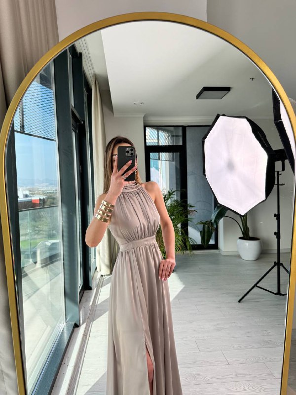 Taş%20Rengi%20Tasarım%20Astarlı%20Lüks%20Kalite%20Saten%20Elbise