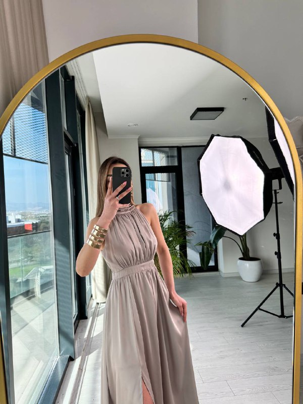 Taş%20Rengi%20Tasarım%20Astarlı%20Lüks%20Kalite%20Saten%20Elbise