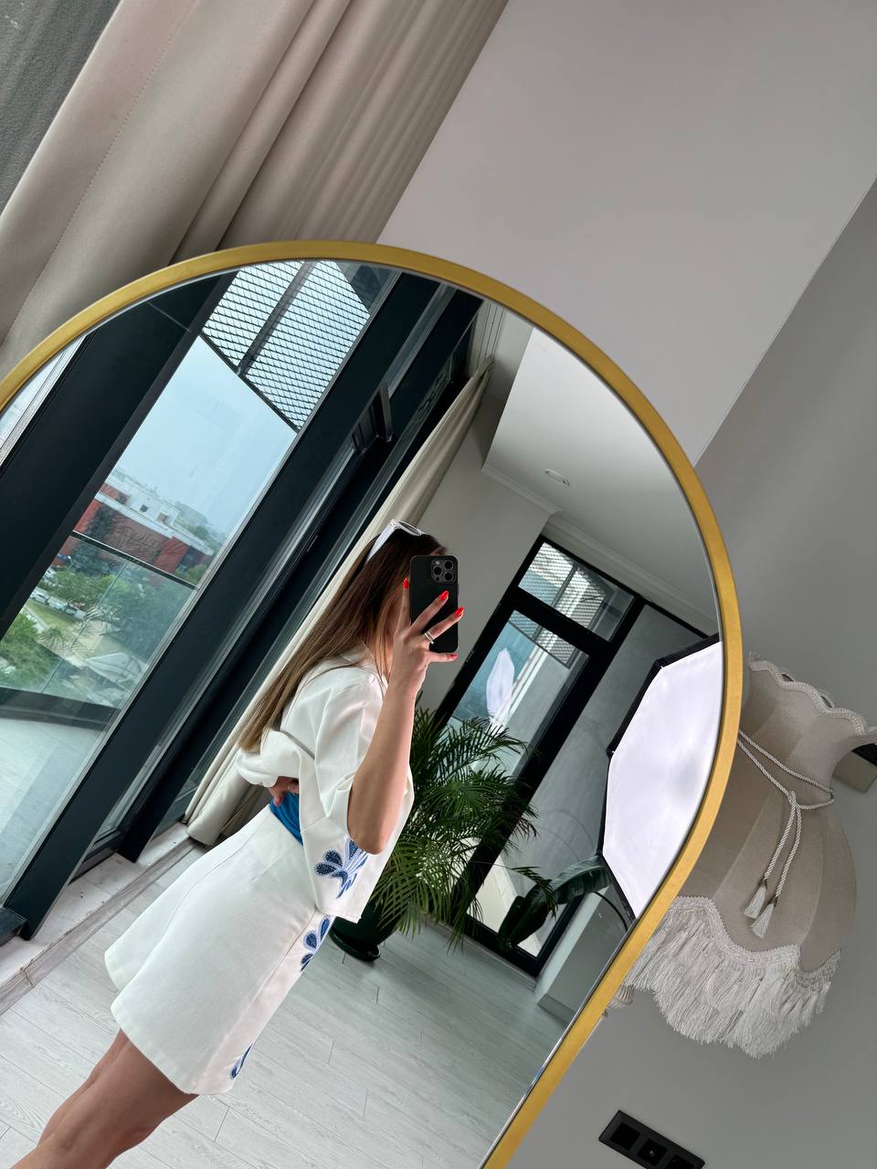 %100%20Pamuk%20Keten%20Gabardin%20Mavi%20Nakışlı%20Premium%20Şort%20Etek%20Ceket%20Takım