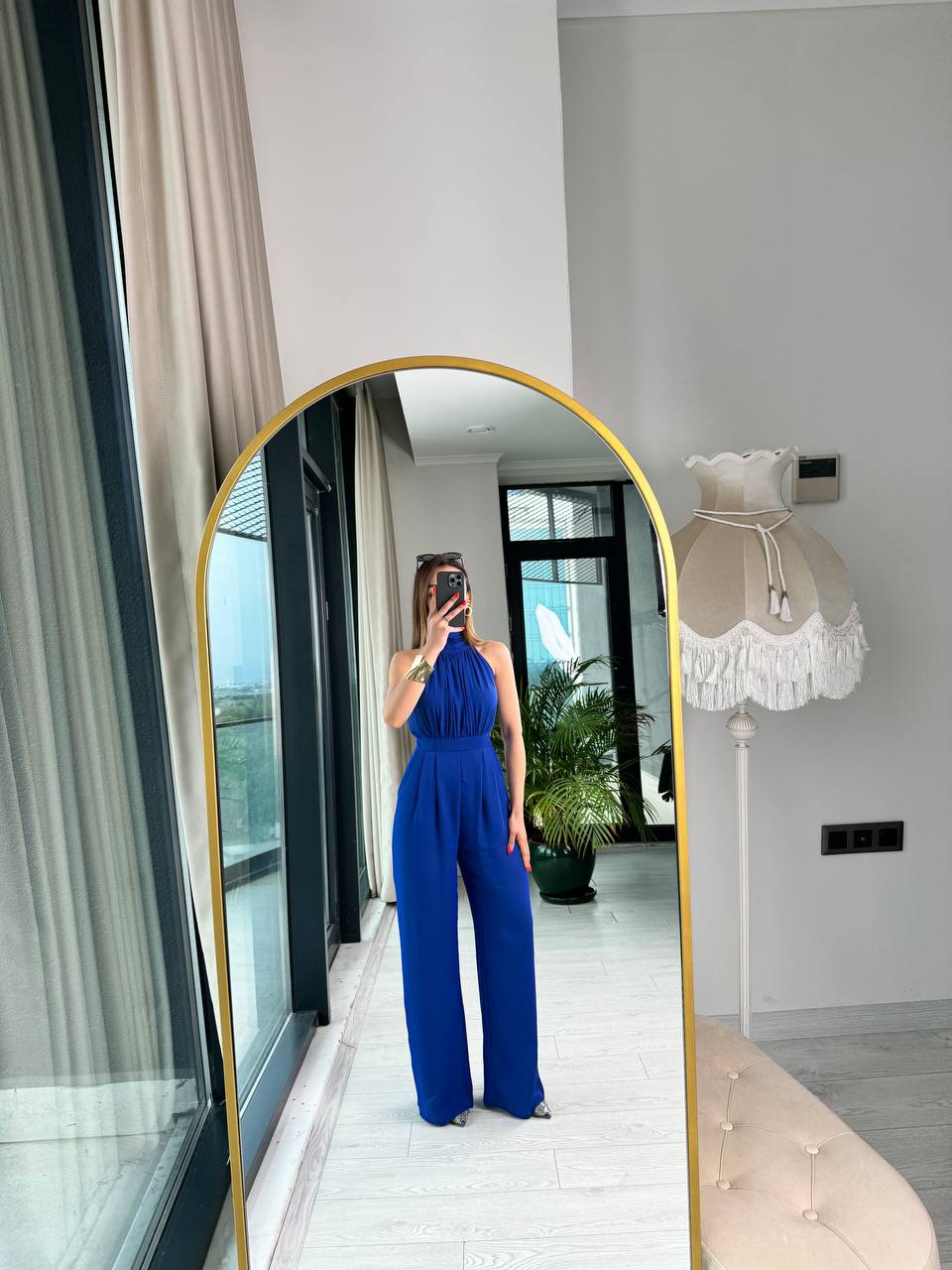 Tasarım%20Saks%20Astarlı%20Halter%20İpekli%20Krep%20Şifon%20Tulum