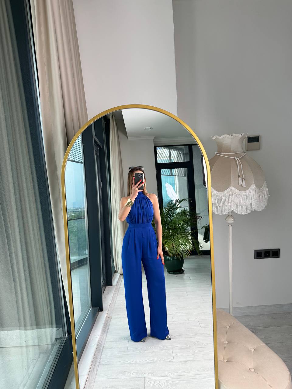 Tasarım%20Saks%20Astarlı%20Halter%20İpekli%20Krep%20Şifon%20Tulum