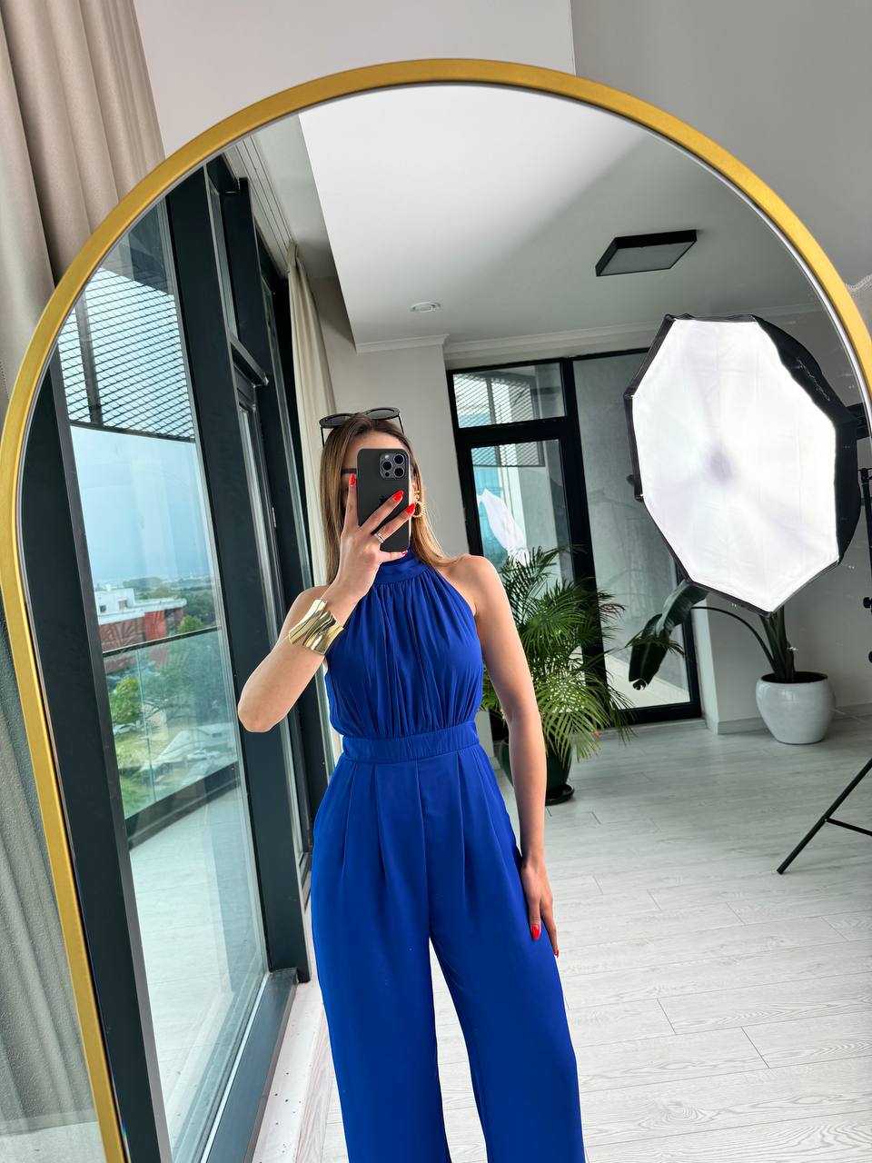 Tasarım%20Saks%20Astarlı%20Halter%20İpekli%20Krep%20Şifon%20Tulum