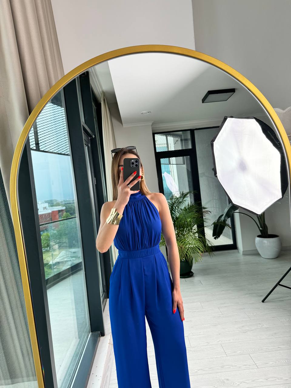 Tasarım%20Saks%20Astarlı%20Halter%20İpekli%20Krep%20Şifon%20Tulum
