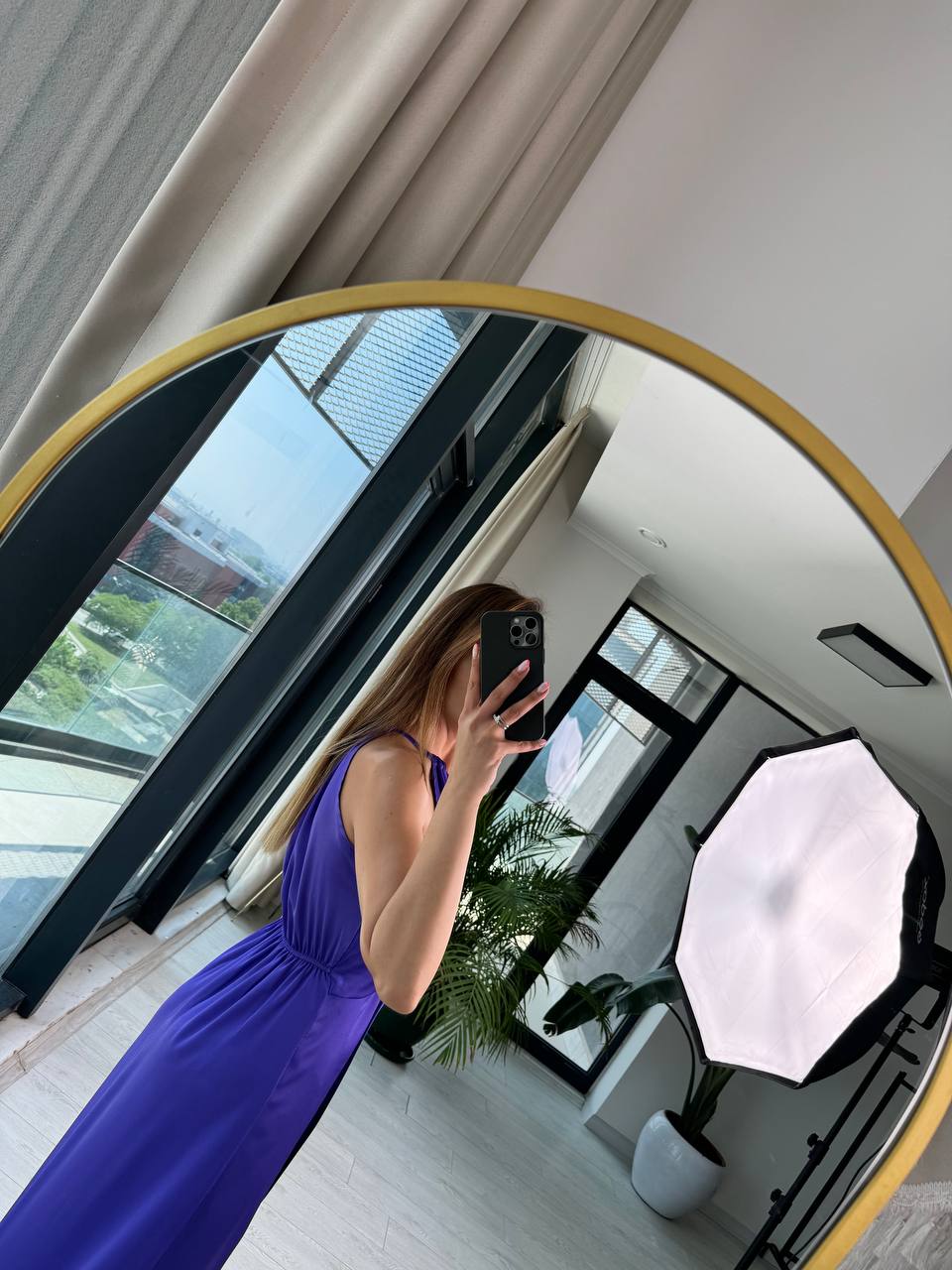 Tasarım%20Mor%20İpek%20Saten%20Yırtmaç%20Detaylı%20Elbise