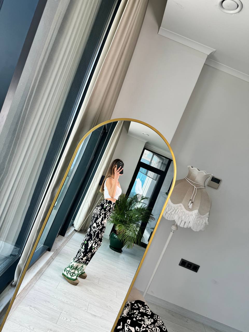 Siyah%20Yeşil%20Pamuklu%20Viskon%20Pantolon%20Kimono%20Tiril%20Takım