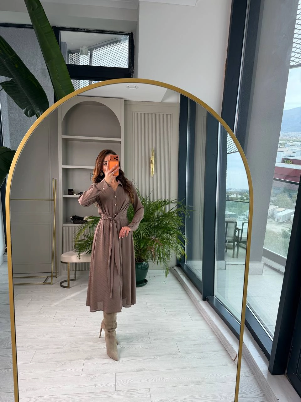 Vizon%20Bel%20Bağlama%20Detaylı%20Lüks%20Şifon%20Elbise