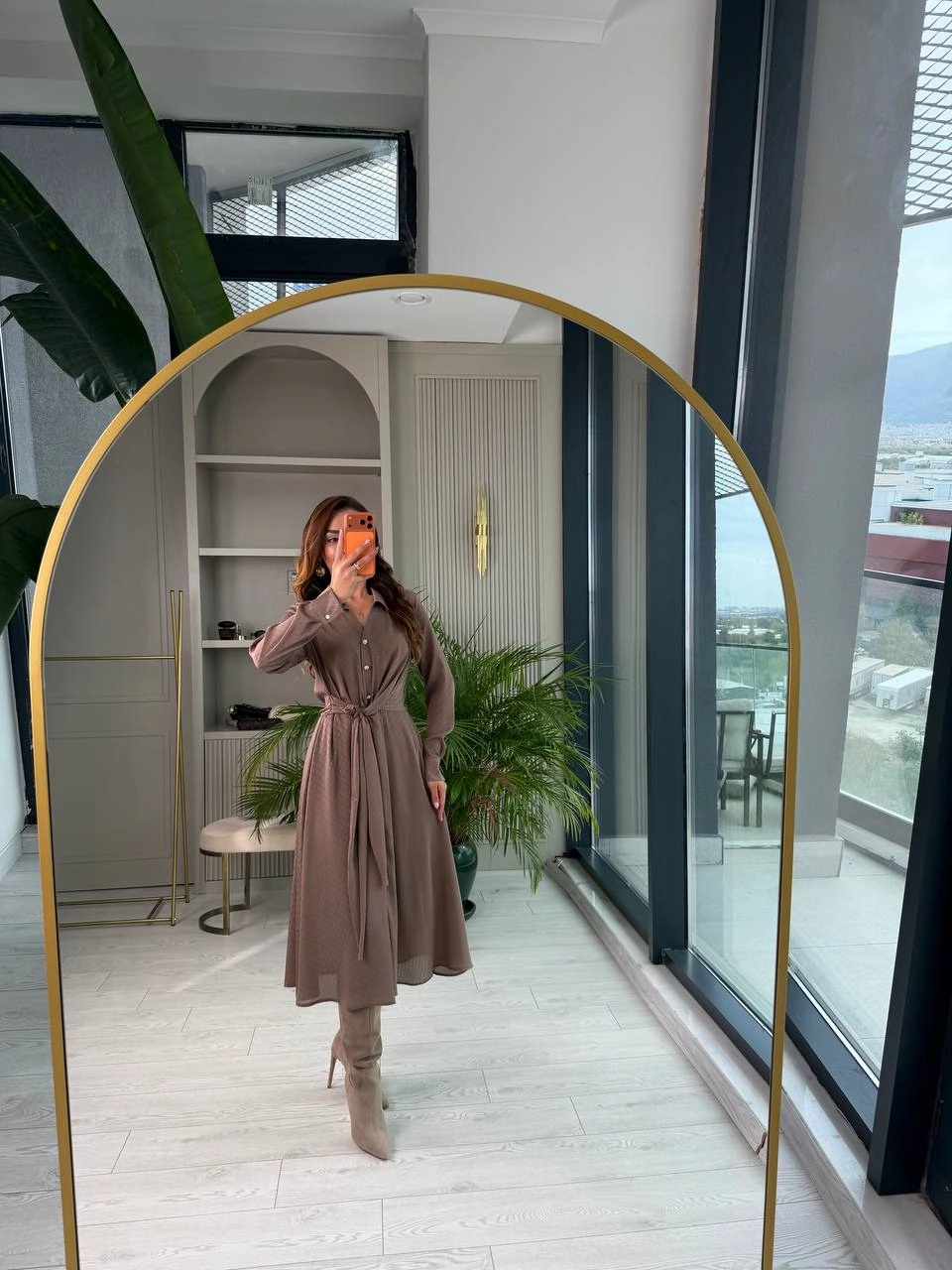 Vizon%20Bel%20Bağlama%20Detaylı%20Lüks%20Şifon%20Elbise