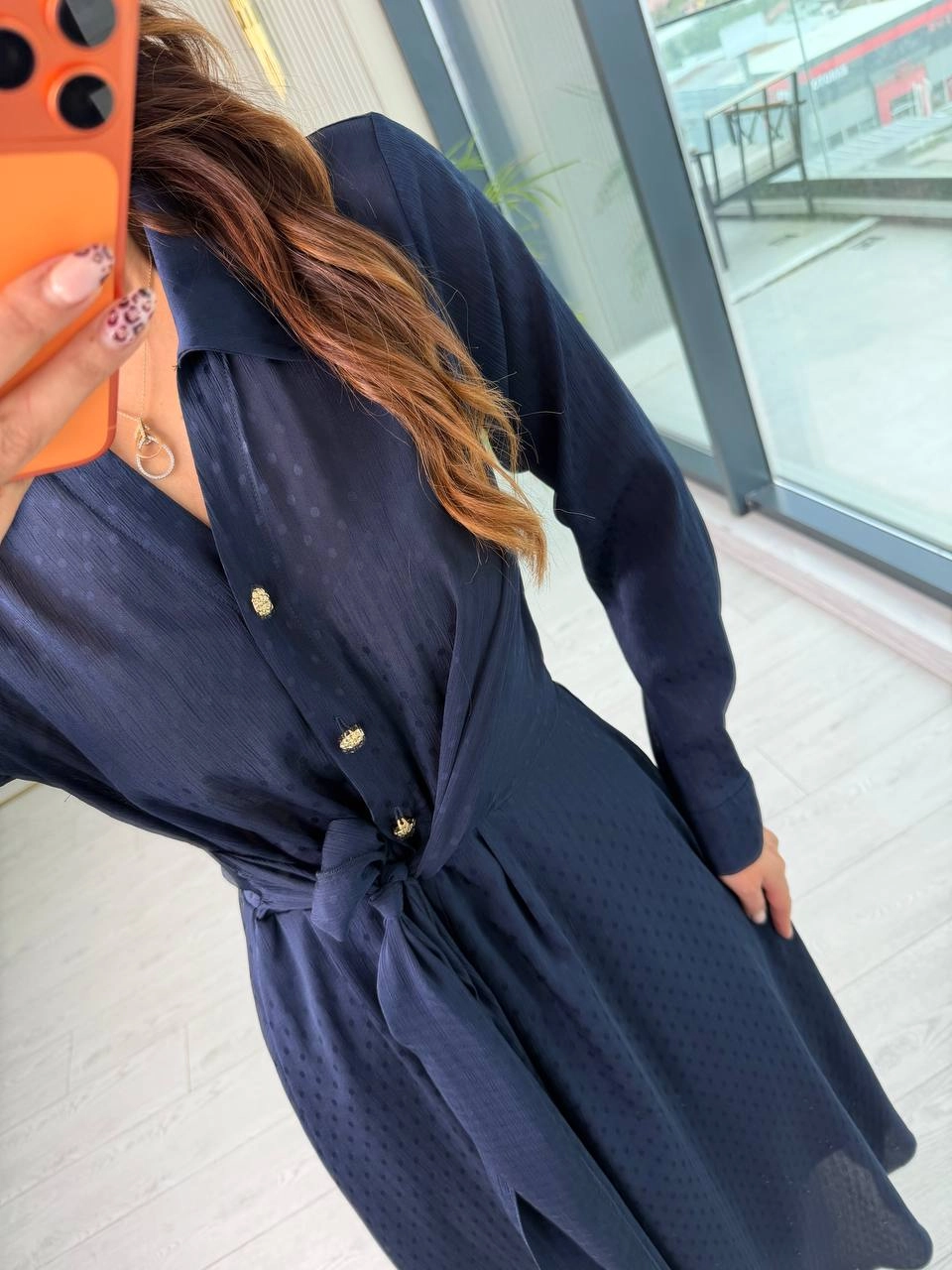 Lacivert%20Bel%20Bağlama%20Detaylı%20Lüks%20Şifon%20Elbise