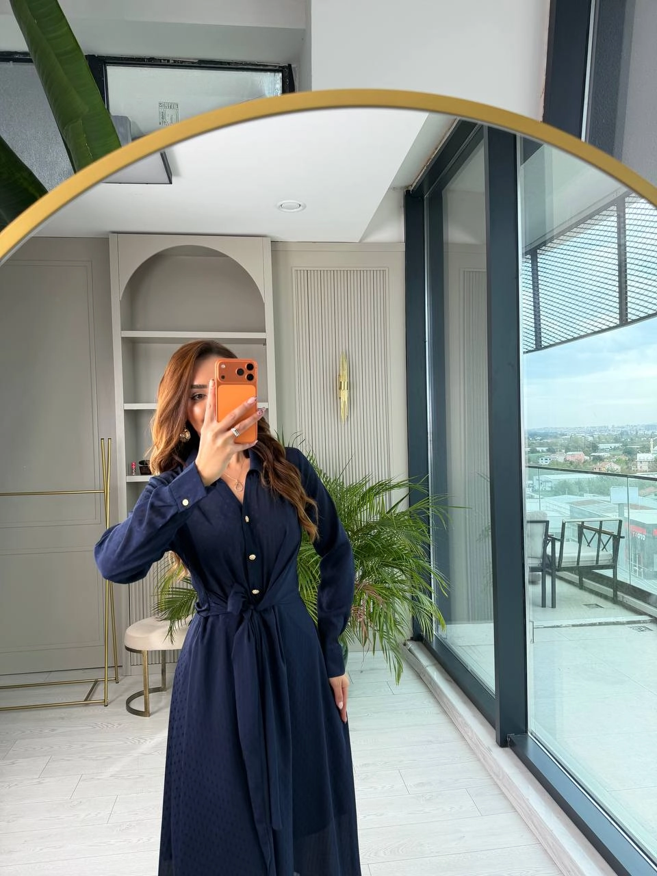 Lacivert%20Bel%20Bağlama%20Detaylı%20Lüks%20Şifon%20Elbise