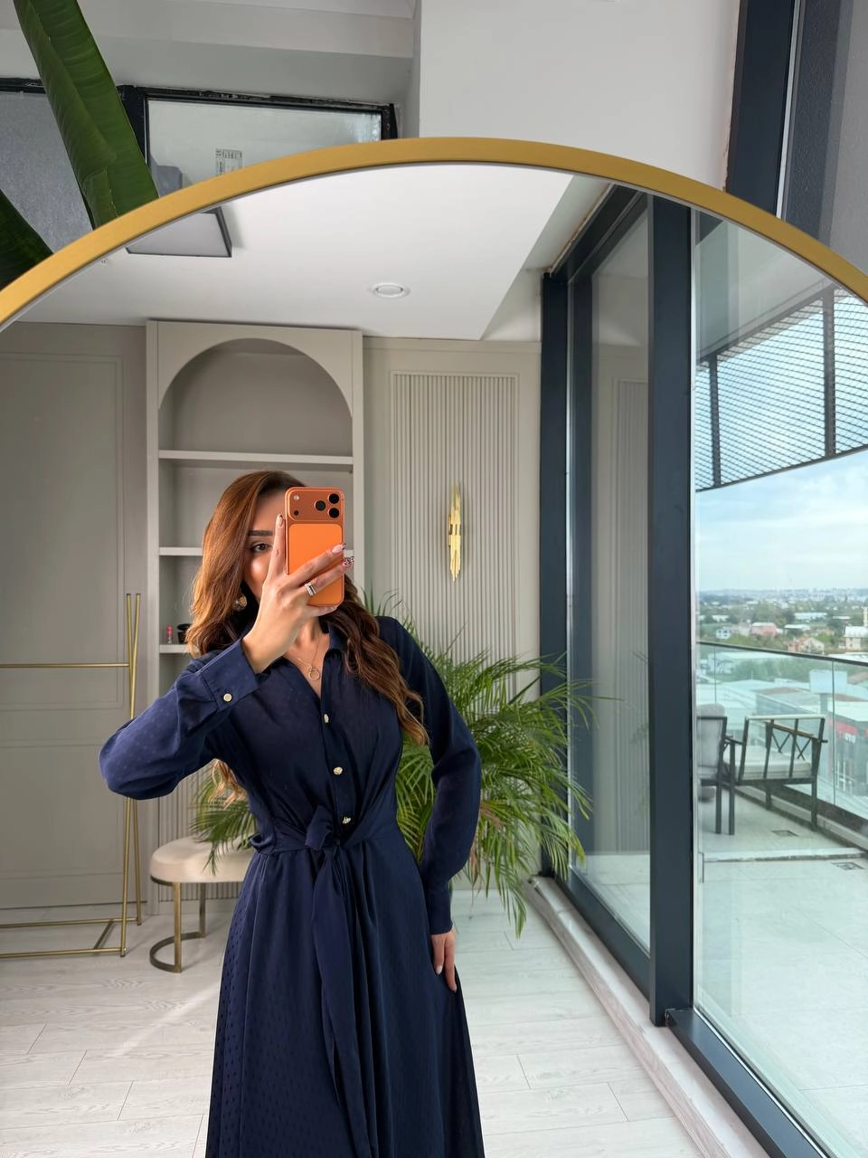 Lacivert%20Bel%20Bağlama%20Detaylı%20Lüks%20Şifon%20Elbise