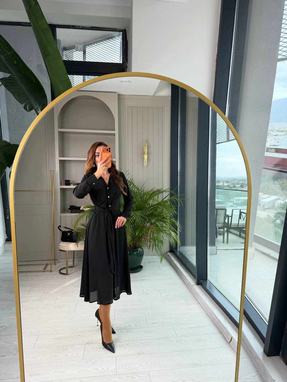 Siyah%20Bel%20Bağlama%20Detaylı%20Lüks%20Şifon%20Elbise