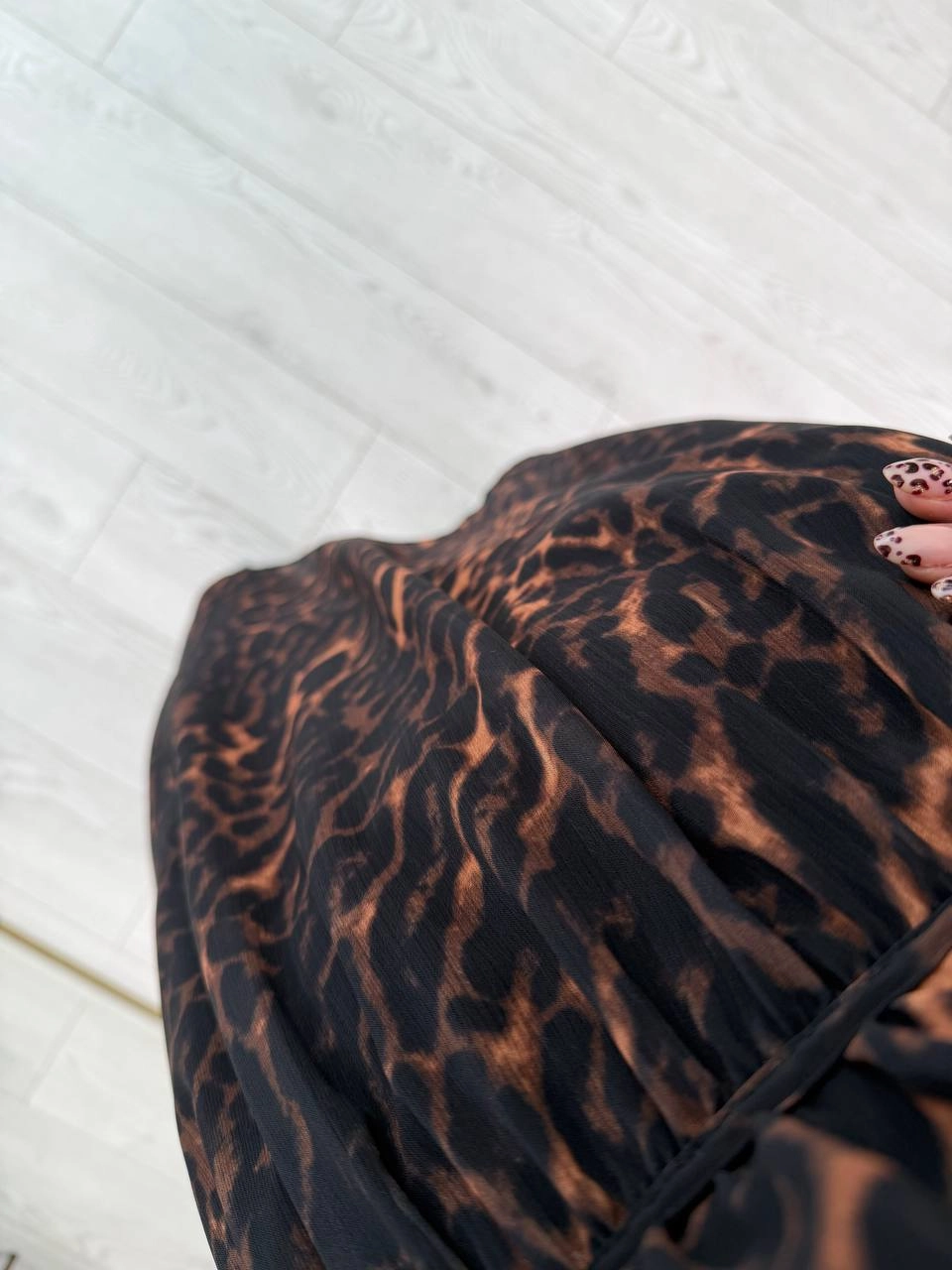 Leopar%20Desen%20Bel%20Bağlamalı%20Şifon%20Elbise