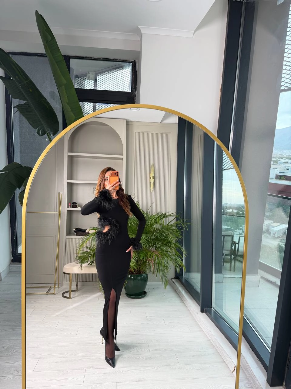 Tasarım%20Otriş%20Pencere%20Detaylı%20Likralı%20Kalem%20Elbise