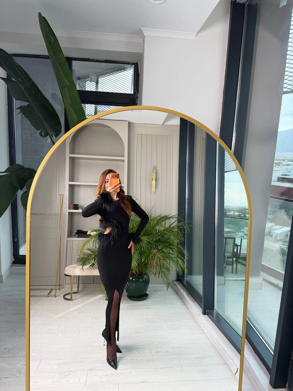 Tasarım%20Otriş%20Pencere%20Detaylı%20Likralı%20Kalem%20Elbise