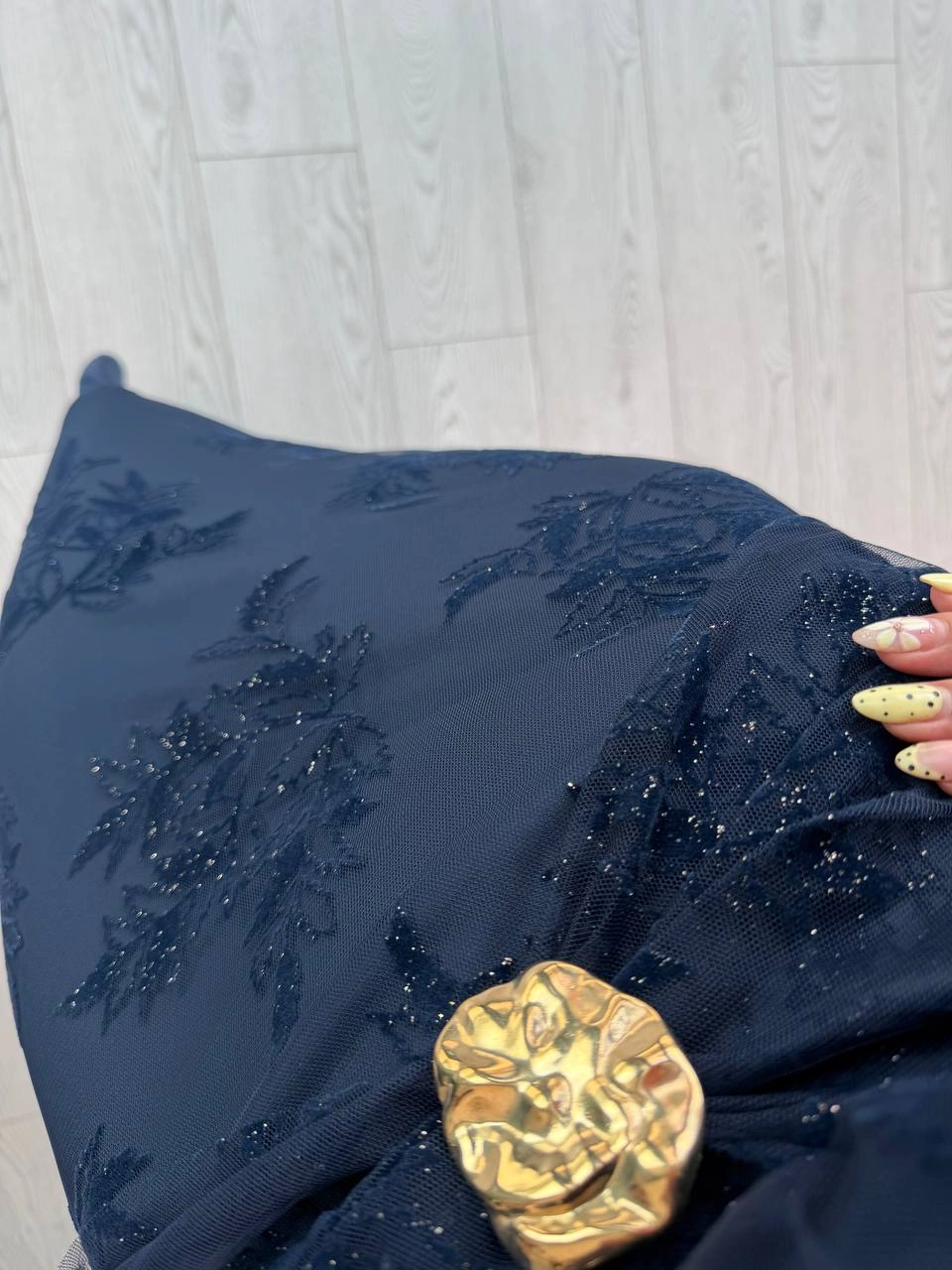 Lacivert%20Işıltılı%20Bel%20Detaylı%20Astarlı%20Kalem%20Elbise