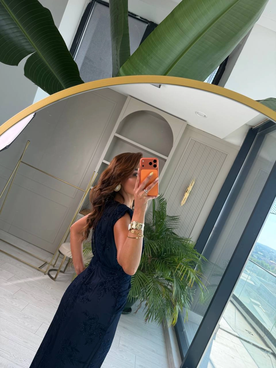 Lacivert%20Işıltılı%20Bel%20Detaylı%20Astarlı%20Kalem%20Elbise