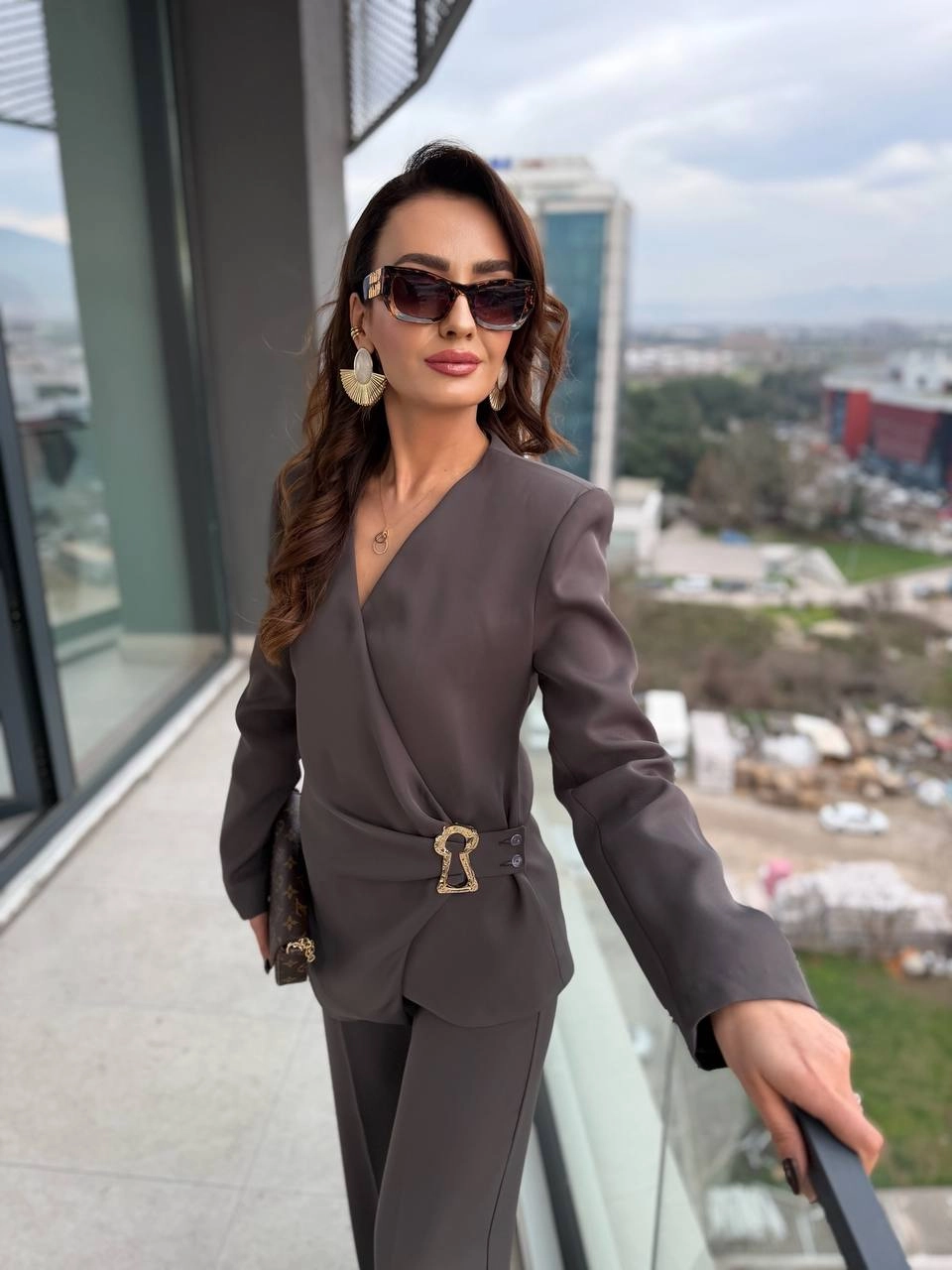 Tasarım%20Haki%20İthal%20Krep%20Kumaş%20Takım