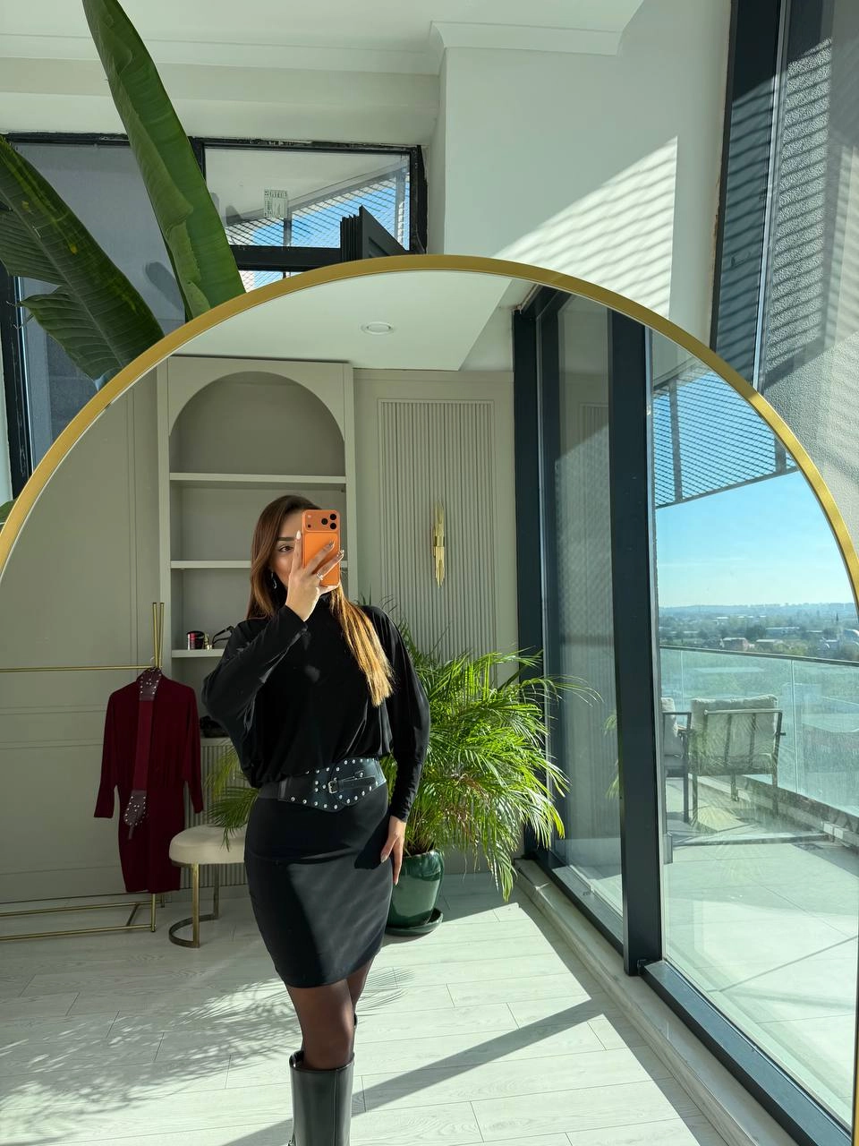 Siyah%20Kemerli%20Astarlı%20Yarasa%20Kol%20Elbise