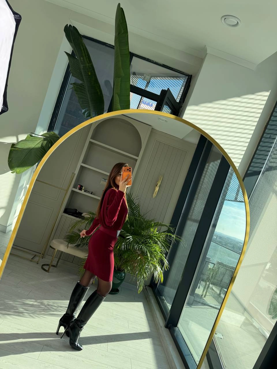 Bordo%20Kemerli%20Astarlı%20Yarasa%20Kol%20Elbise