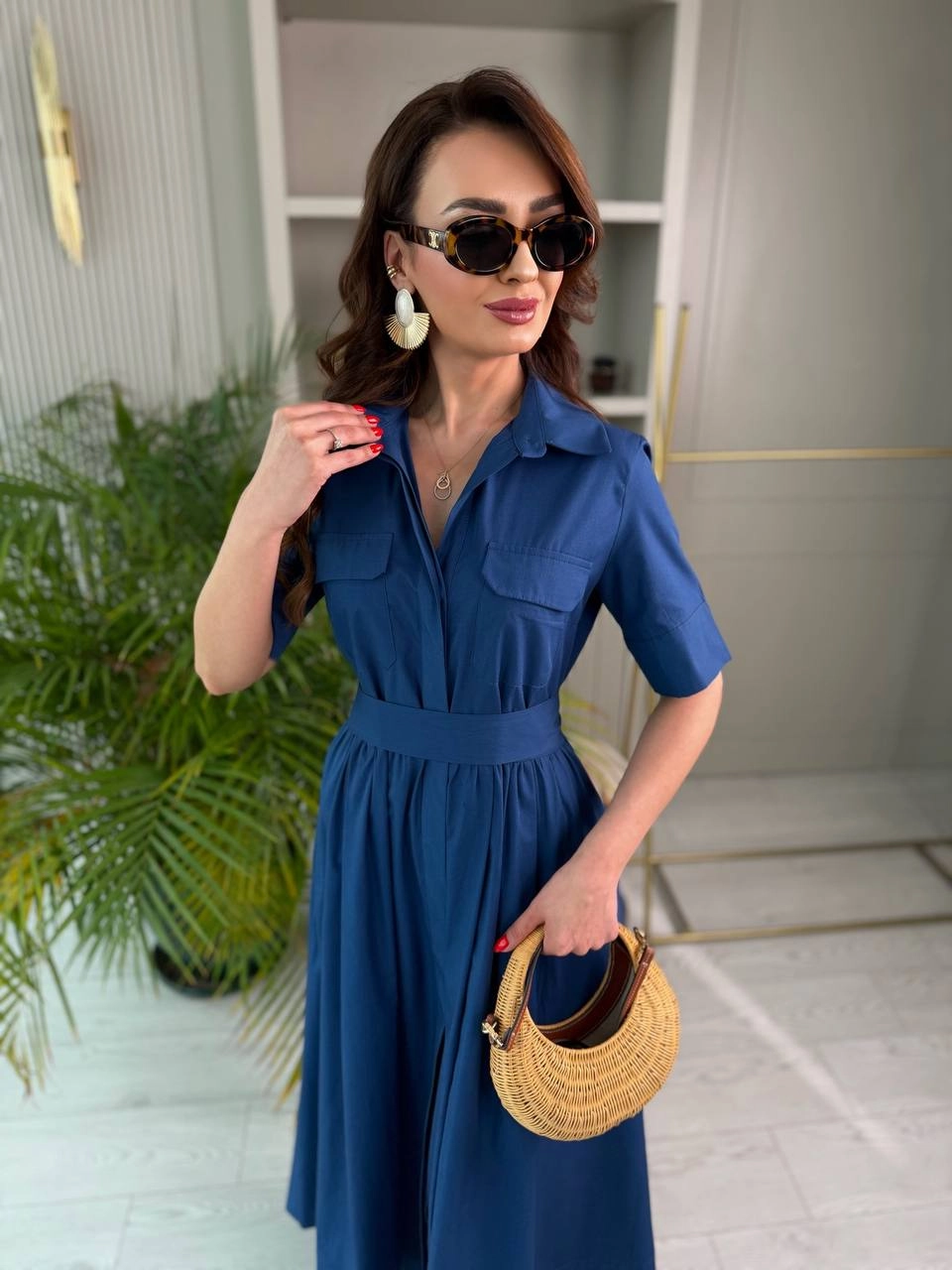 İndigo%20Cep%20Detaylı%20Lüks%20Kalite%20Pamuklu%20Poplin%20Kumaş%20Gömlek%20Elbise