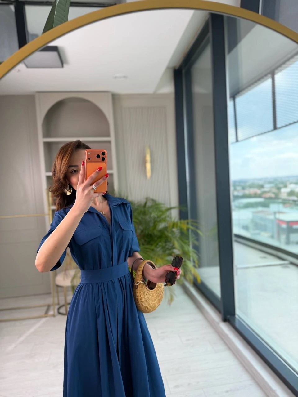 İndigo%20Cep%20Detaylı%20Lüks%20Kalite%20Pamuklu%20Poplin%20Kumaş%20Gömlek%20Elbise