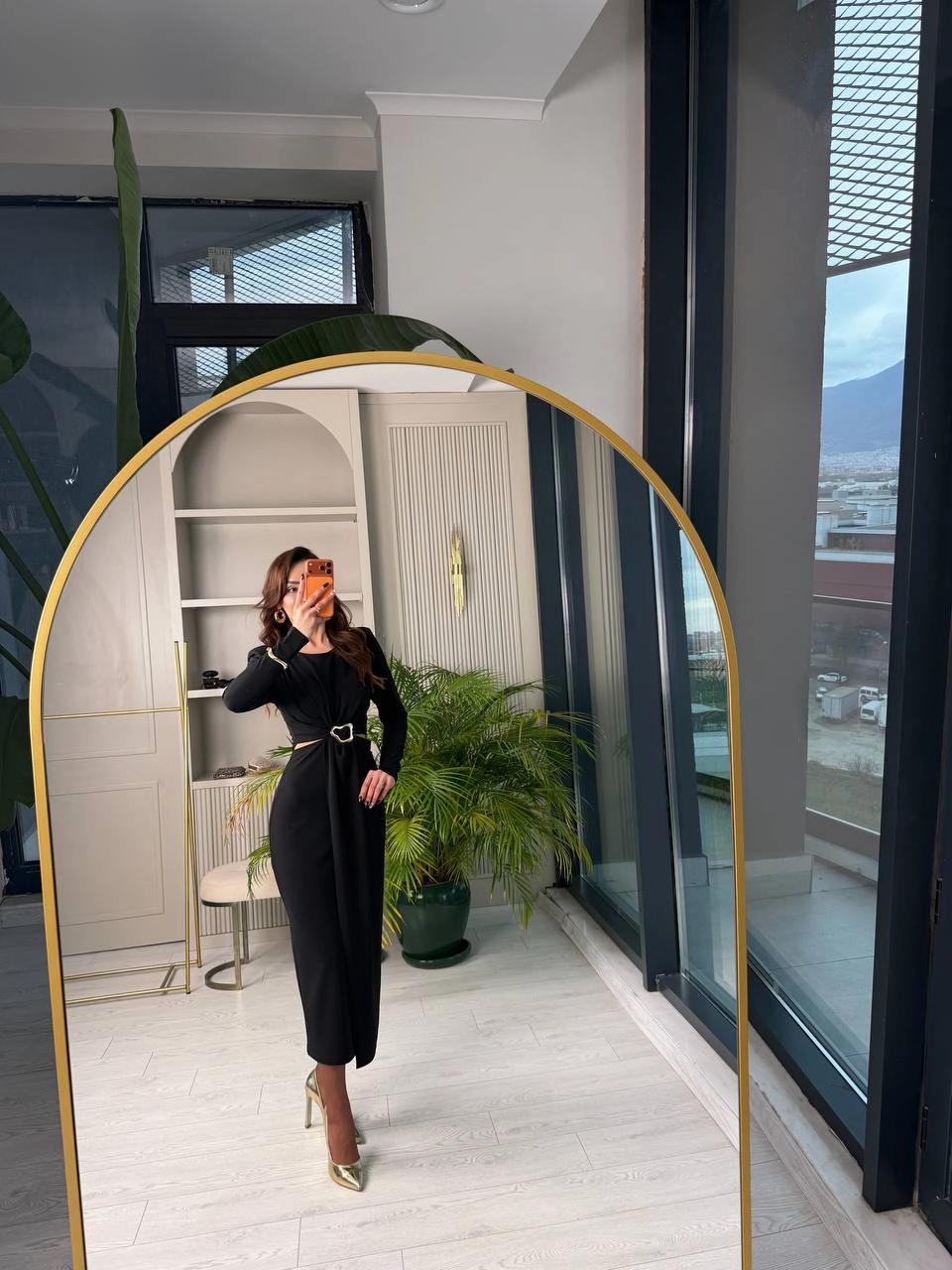 Siyah%20Bel%20Detay%20Zara%20Model%20Krep%20Kumaş%20Elbise