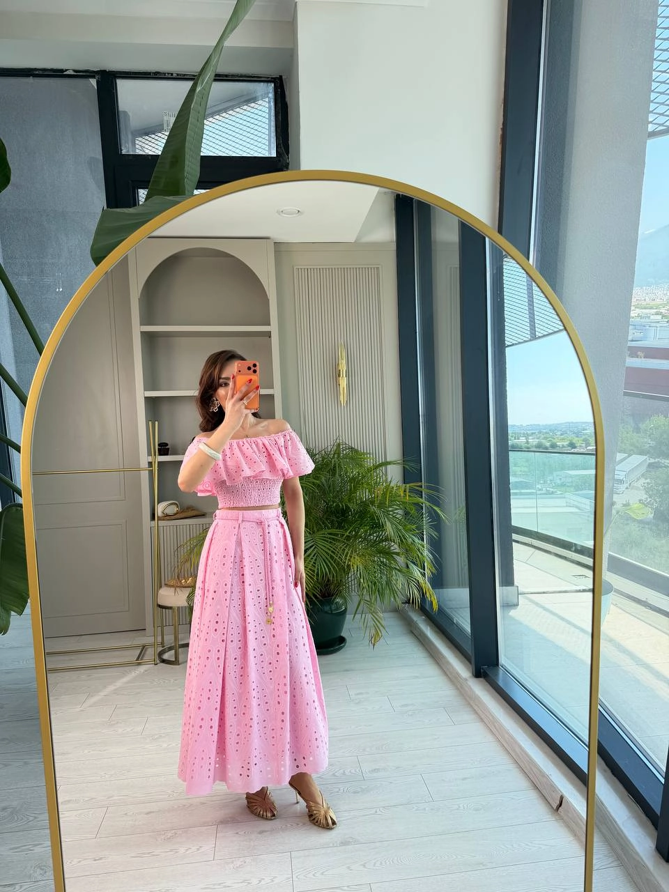 Pembe%20Astarlı%20%100%20Pamuklu%20Lüks%20Kalite%20Fisto%20Etek%20Bluz%20Takım
