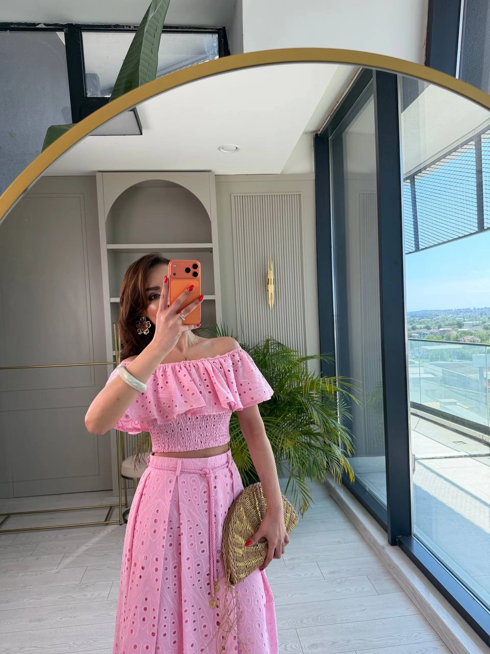 Pembe%20Astarlı%20%100%20Pamuklu%20Lüks%20Kalite%20Fisto%20Etek%20Bluz%20Takım