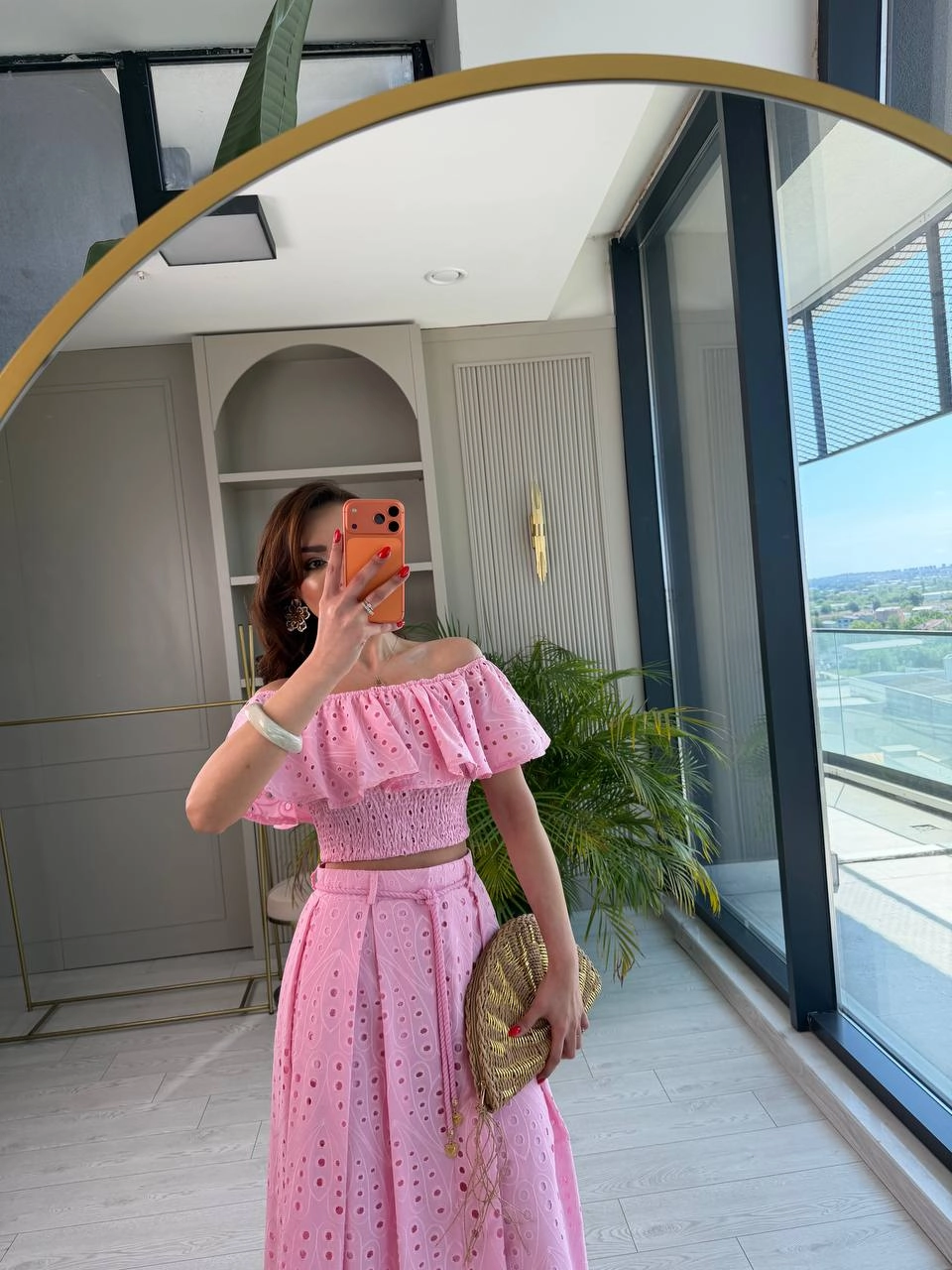 Pembe%20Astarlı%20%100%20Pamuklu%20Lüks%20Kalite%20Fisto%20Etek%20Bluz%20Takım