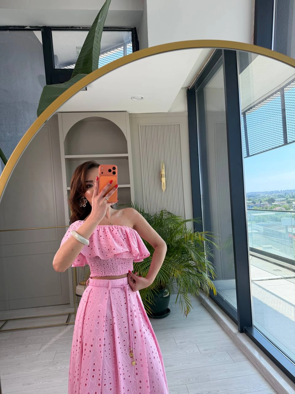 Pembe%20Astarlı%20%100%20Pamuklu%20Lüks%20Kalite%20Fisto%20Etek%20Bluz%20Takım