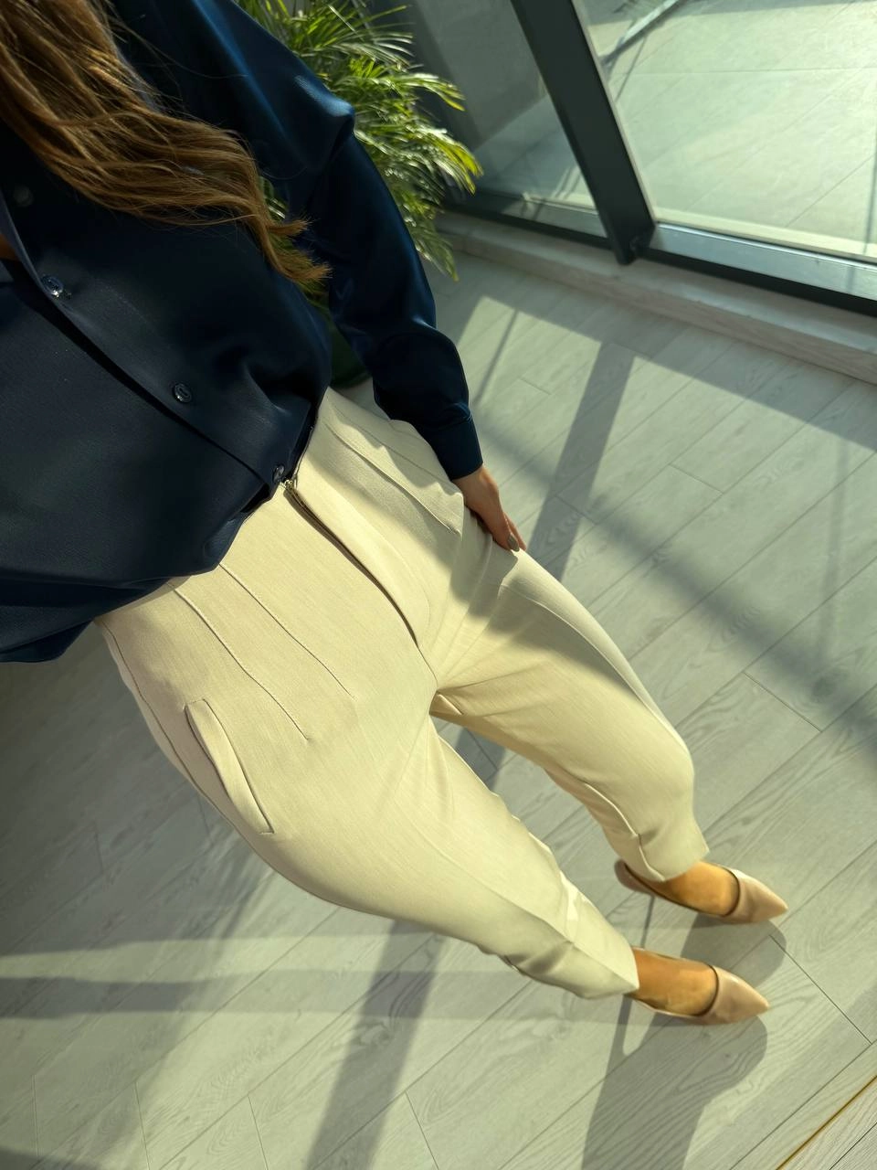 Bej%20Yüksek%20Bel%20Zara%20Kumaş%20Pantolon