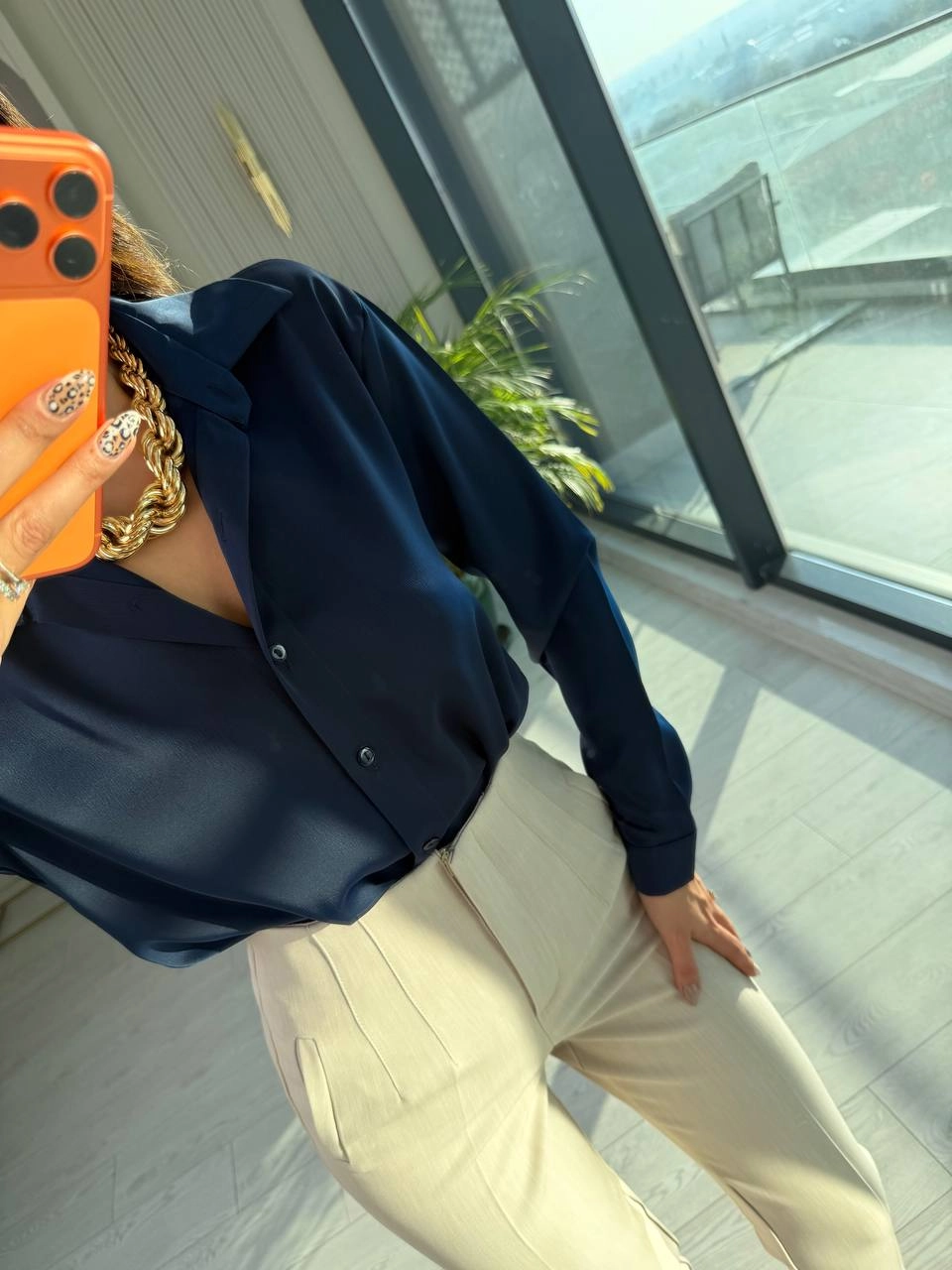 Lacivert%20Tok%20Saten%20Zara%20Model%20Gömlek