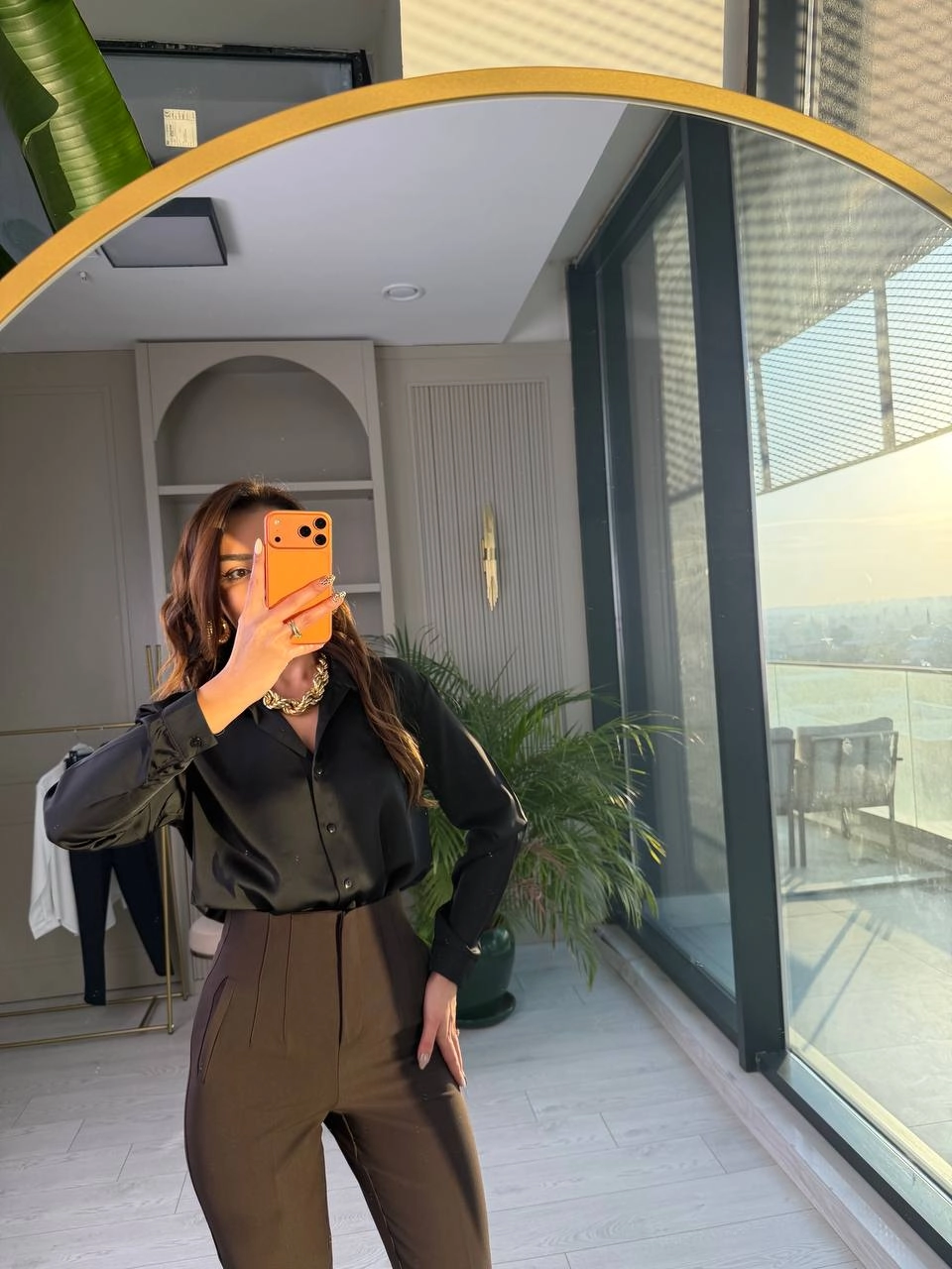 Kahverengi%20Yüksek%20Bel%20Zara%20Kumaş%20Pantolon