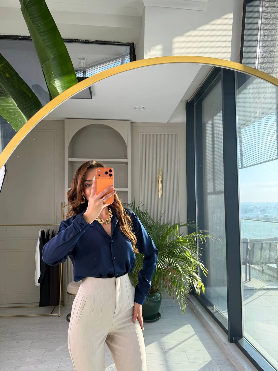 Lacivert%20Tok%20Saten%20Zara%20Model%20Gömlek