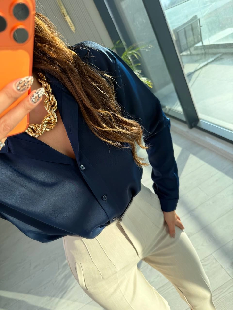 Lacivert%20Tok%20Saten%20Zara%20Model%20Gömlek