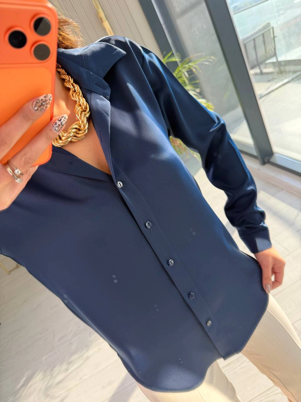 Lacivert%20Tok%20Saten%20Zara%20Model%20Gömlek