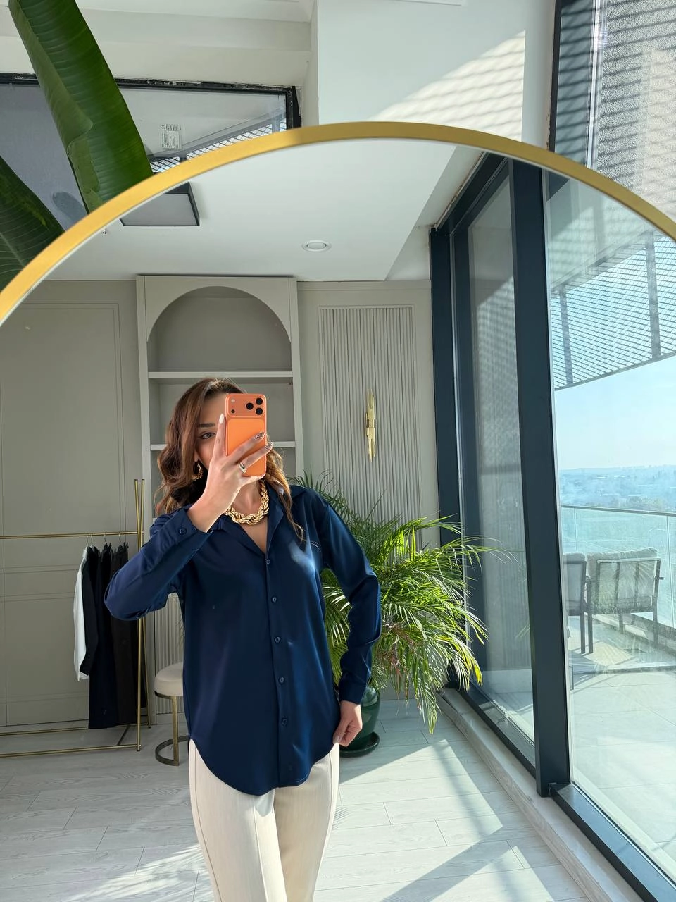 Lacivert%20Tok%20Saten%20Zara%20Model%20Gömlek