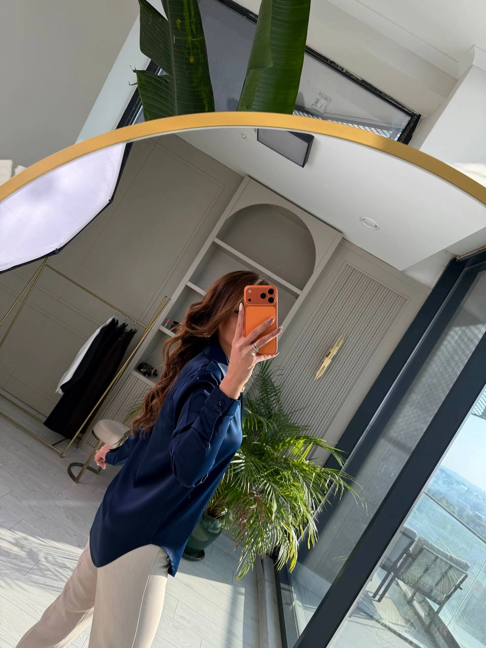 Lacivert%20Tok%20Saten%20Zara%20Model%20Gömlek