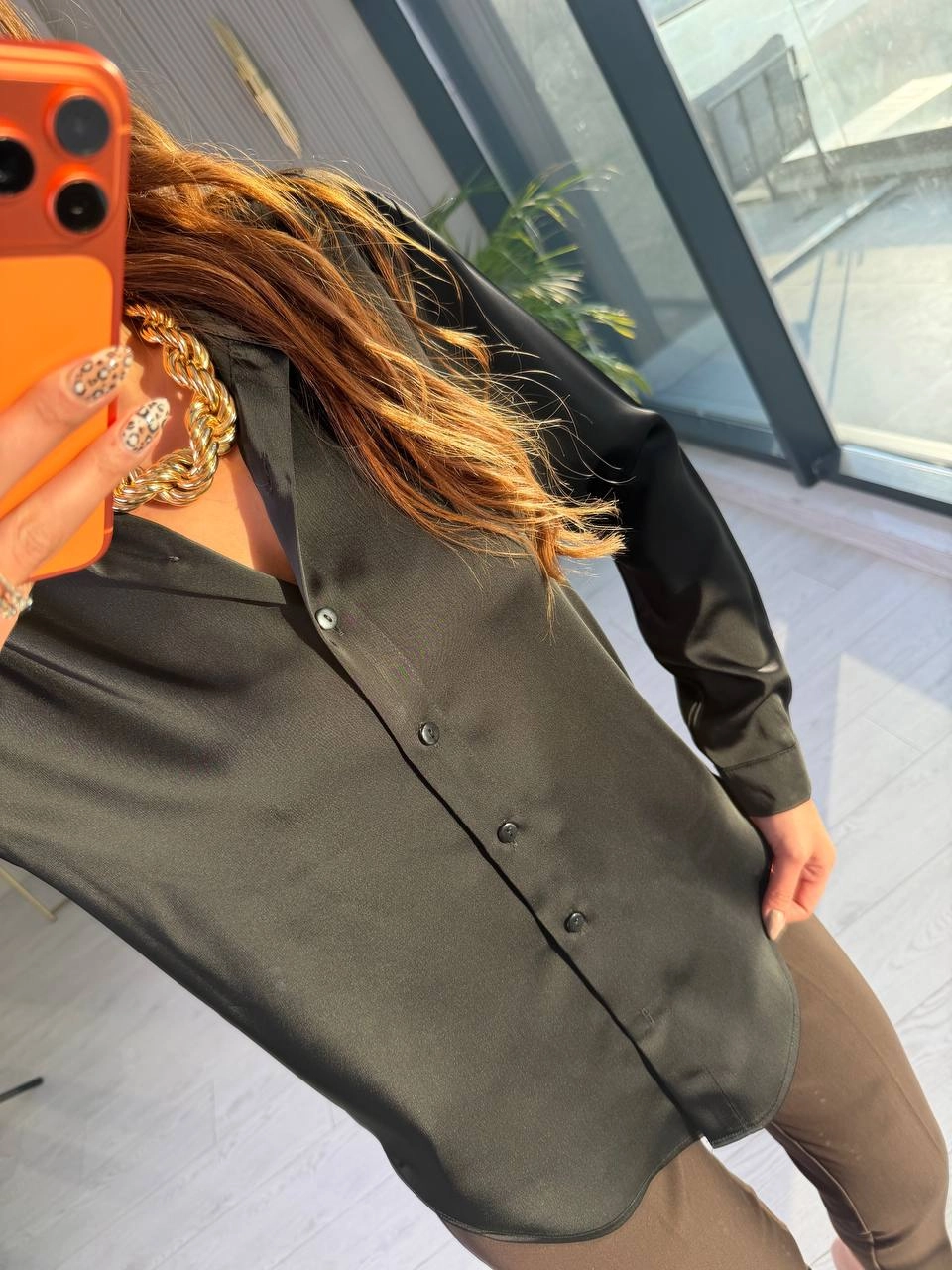 Siyah%20Tok%20Saten%20Zara%20Model%20Gömlek