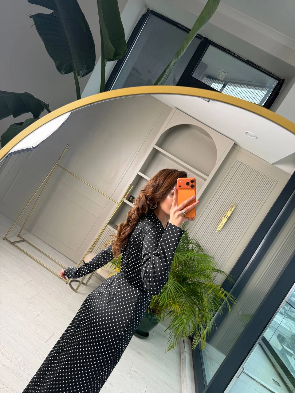 Siyah%20Puantiye%20Desen%20Bel%20Toka%20Detaylı%20Tok%20Saten%20Lüks%20Kalite%20Elbise