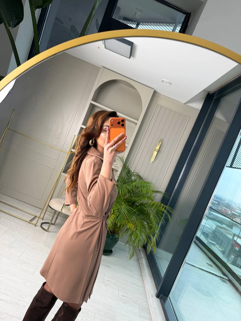 Vizon%20Kruvaze%20Bel%20Detaylı%20Double%20Krep%20Kumaş%20Elbise