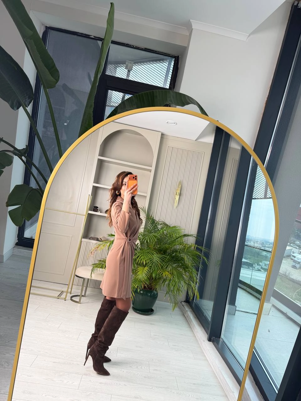 Vizon%20Kruvaze%20Bel%20Detaylı%20Double%20Krep%20Kumaş%20Elbise