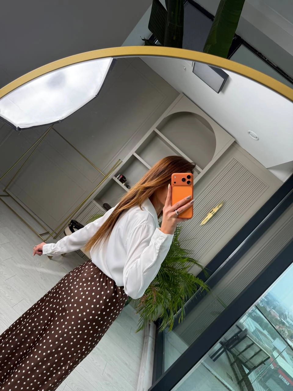 Kahverengi%20Puantiye%20Desenli%20Beli%20Lastikli%20Tok%20Pamuklu%20Saten%20Etek