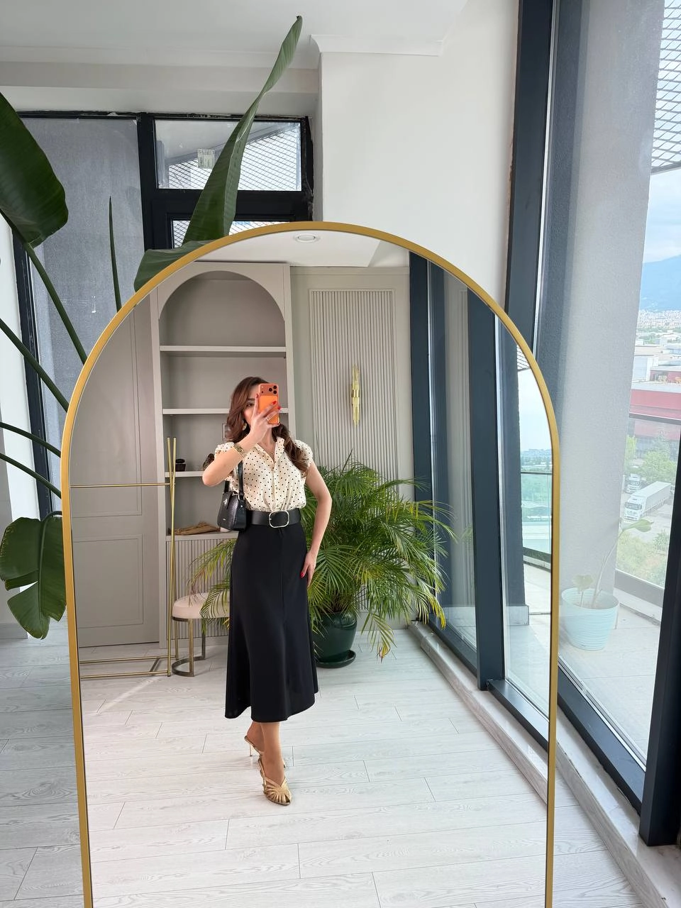 Siyah%20Kemerli%20Zara%20Model%20Puantiyeli%20Elbise