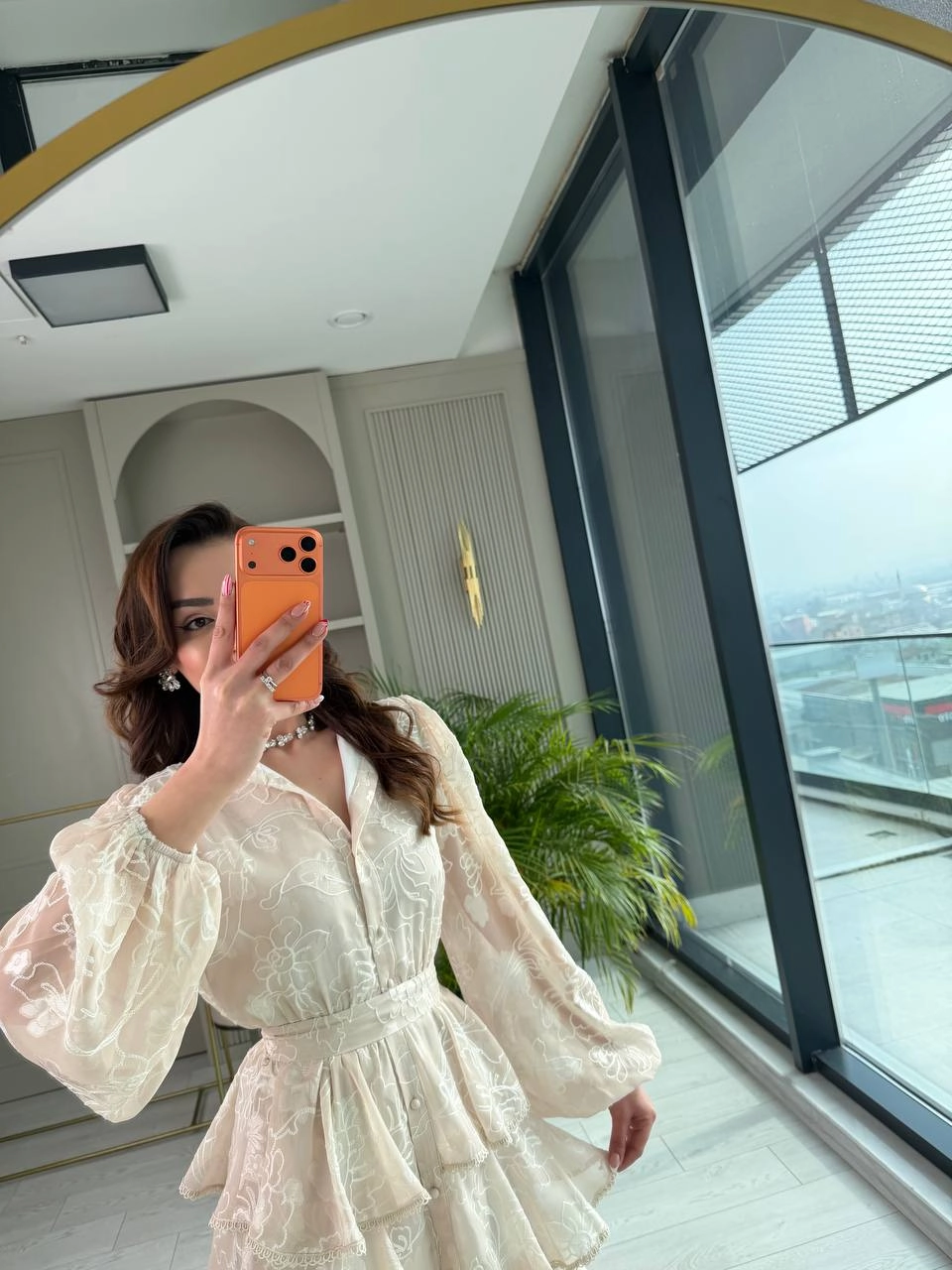 Tasarım%20Bej%20Eteği%20Kat%20Kat%20Astarlı%20Elbise